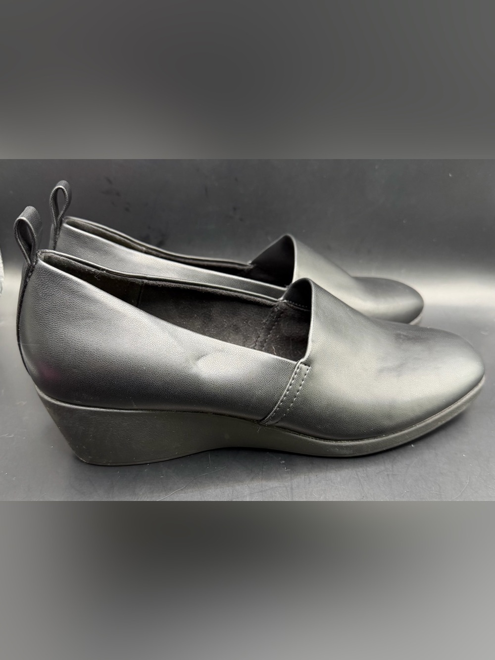 AEROSOLES Black Slip-On Wedge Loafers, Size: 11
